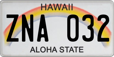 HI license plate ZNA032