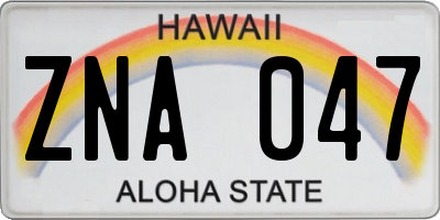 HI license plate ZNA047