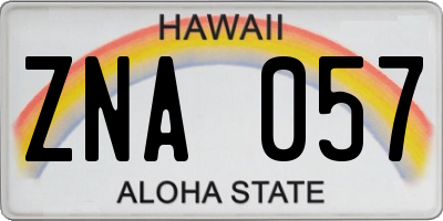 HI license plate ZNA057