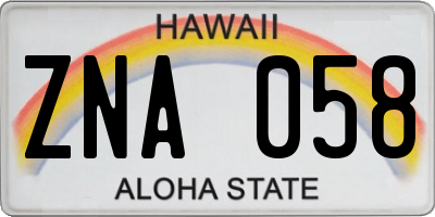 HI license plate ZNA058