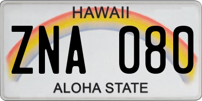 HI license plate ZNA080