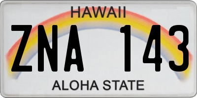 HI license plate ZNA143