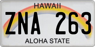 HI license plate ZNA263