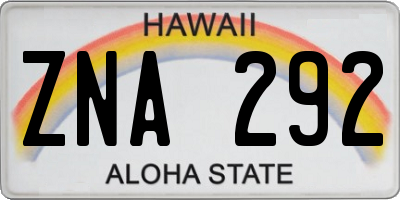 HI license plate ZNA292