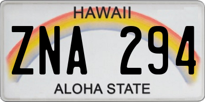 HI license plate ZNA294