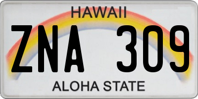 HI license plate ZNA309