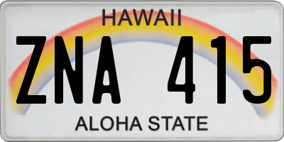 HI license plate ZNA415