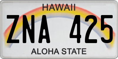 HI license plate ZNA425