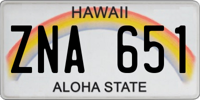 HI license plate ZNA651