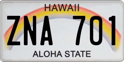 HI license plate ZNA701