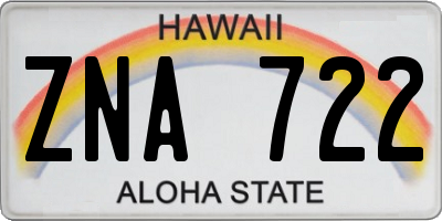 HI license plate ZNA722