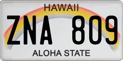 HI license plate ZNA809