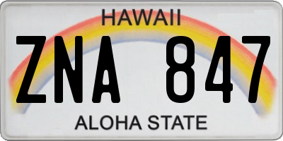 HI license plate ZNA847