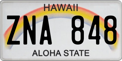 HI license plate ZNA848