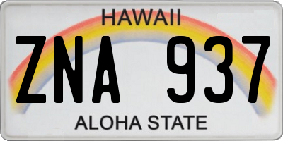 HI license plate ZNA937