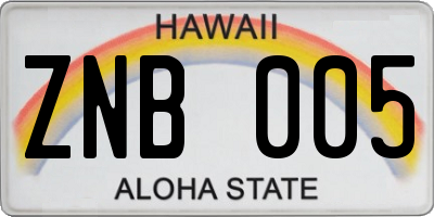 HI license plate ZNB005