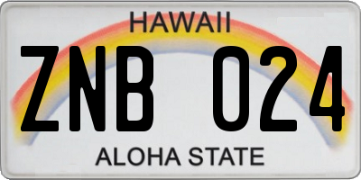 HI license plate ZNB024