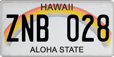 HI license plate ZNB028