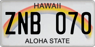 HI license plate ZNB070