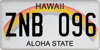HI license plate ZNB096