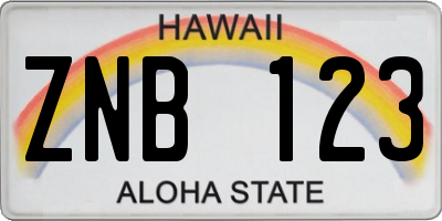 HI license plate ZNB123
