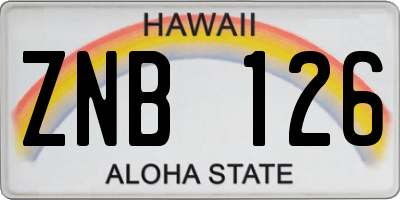 HI license plate ZNB126
