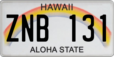 HI license plate ZNB131