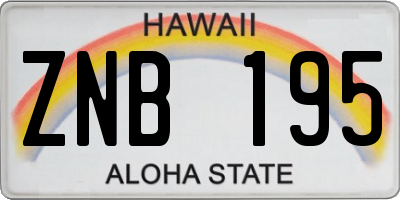 HI license plate ZNB195