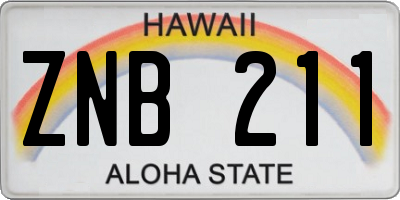 HI license plate ZNB211