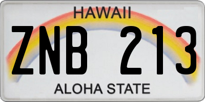 HI license plate ZNB213