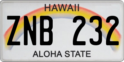 HI license plate ZNB232