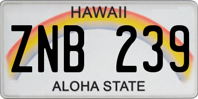 HI license plate ZNB239