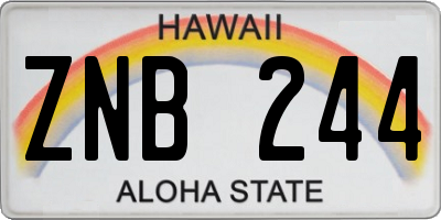 HI license plate ZNB244