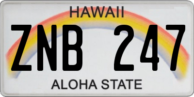 HI license plate ZNB247