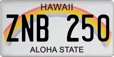 HI license plate ZNB250
