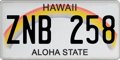 HI license plate ZNB258