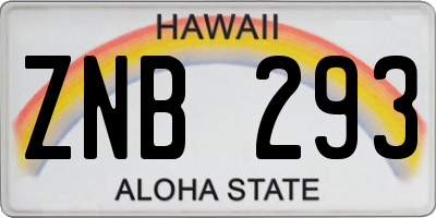 HI license plate ZNB293