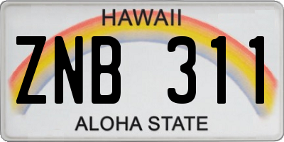 HI license plate ZNB311
