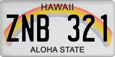 HI license plate ZNB321