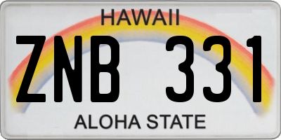 HI license plate ZNB331