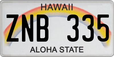 HI license plate ZNB335