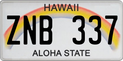 HI license plate ZNB337