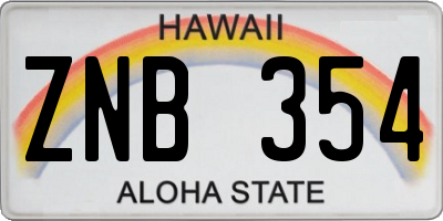 HI license plate ZNB354