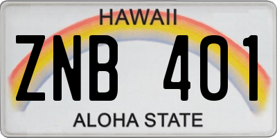HI license plate ZNB401