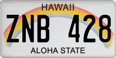 HI license plate ZNB428