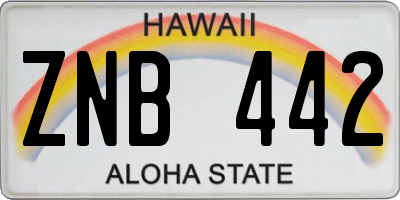 HI license plate ZNB442