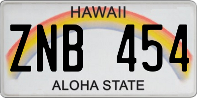 HI license plate ZNB454