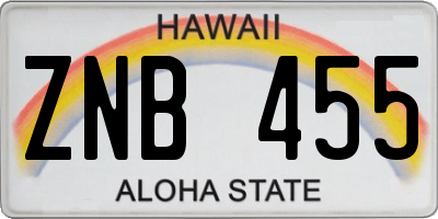 HI license plate ZNB455