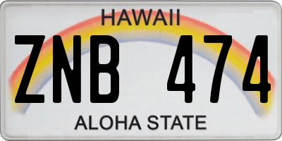HI license plate ZNB474