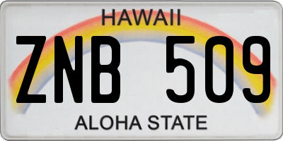 HI license plate ZNB509